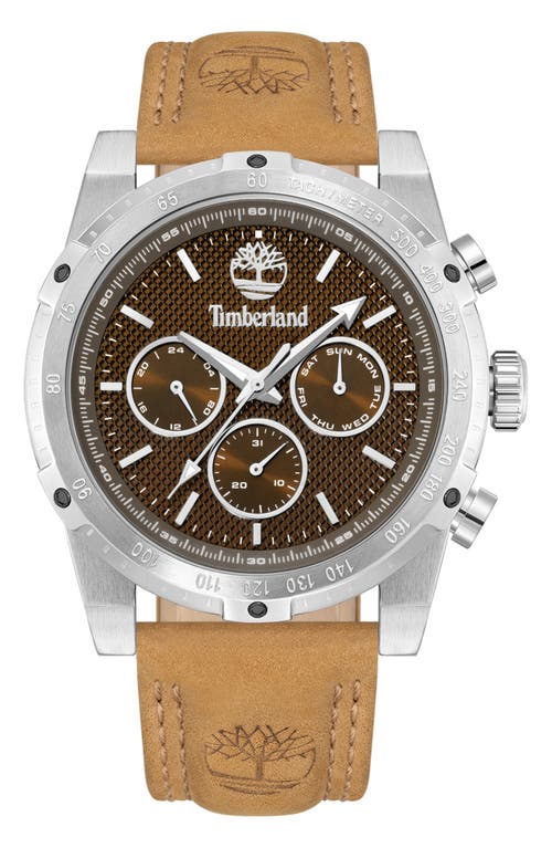 Timberland Stonington Chronograph Leather Strap Watch, 45mm In Brown