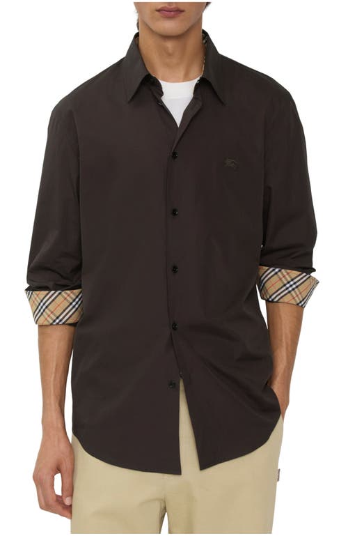 Burberry Regular Fit Cotton Poplin Shirt In Brown