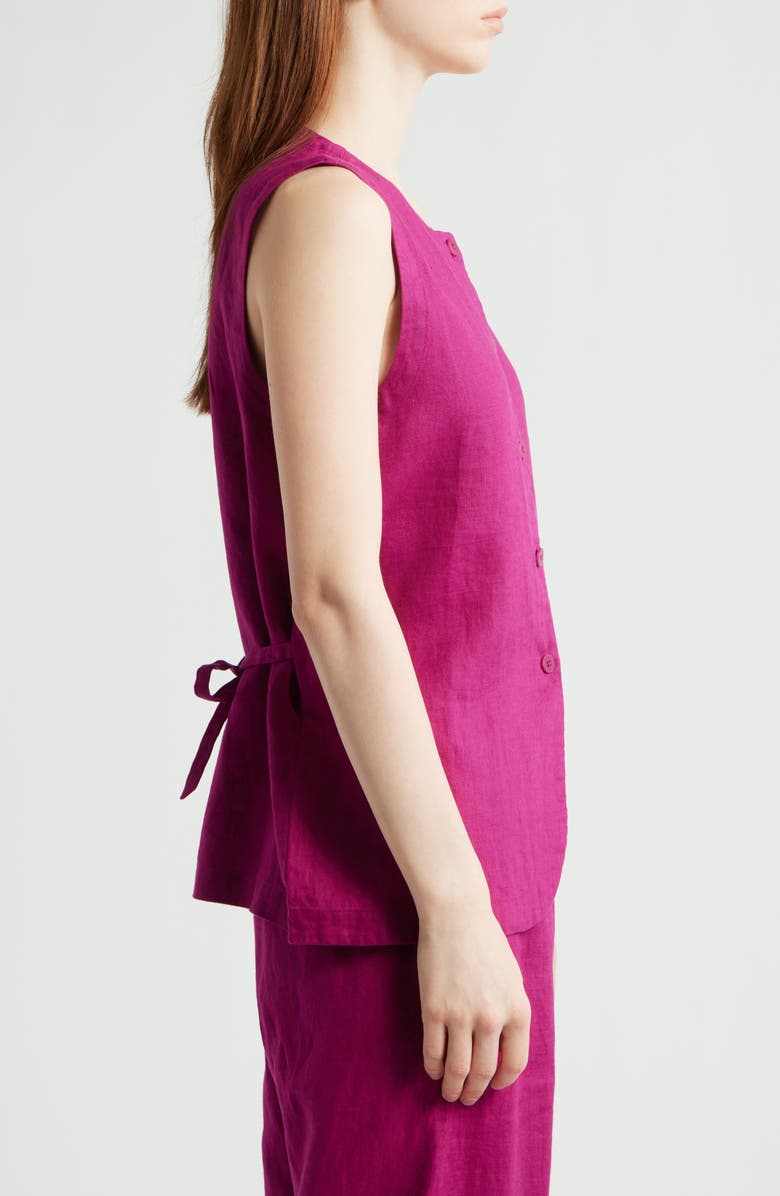 Eileen Fisher Organic Linen Long Vest, Alternate, color, Sangria