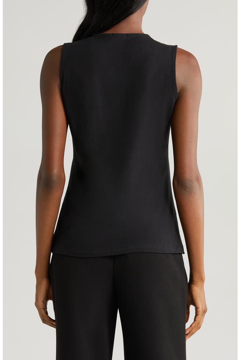 Sleeveless Stretch Cotton Knit Shell Top, Alternate, color, RICH BLACK 060