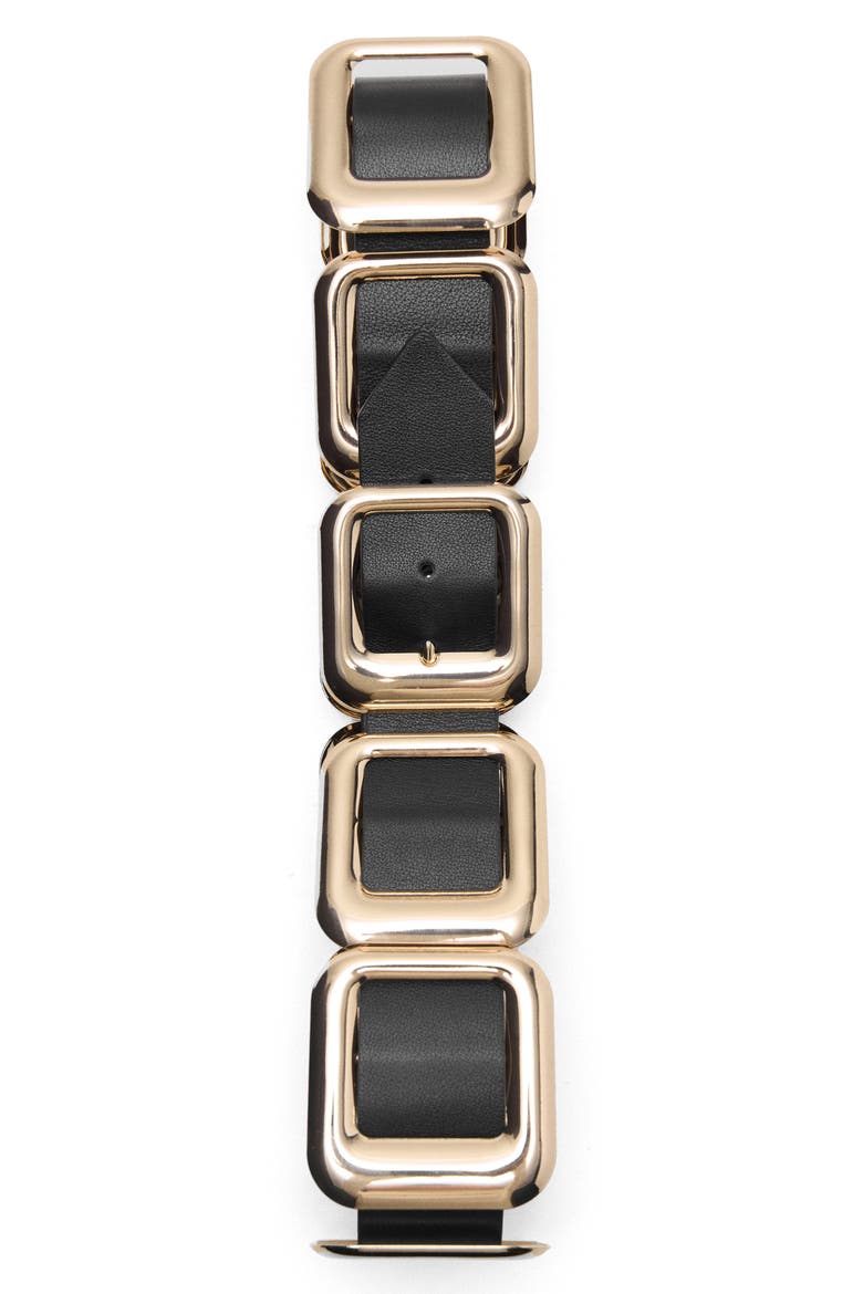 Square Hardware Leather Belt, Alternate, color, BLACK