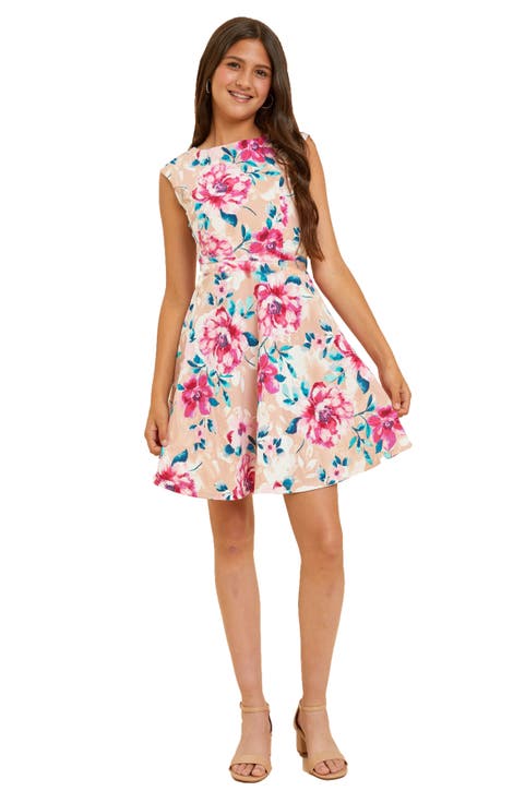 Textured Metallic Cap Sleeve Dress (Big Kid)