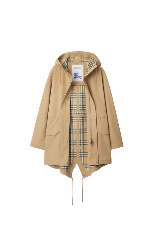Burberry Bonded Gabardine Parka In Brown