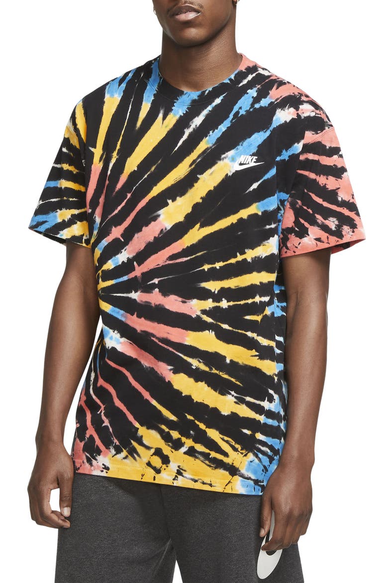 Tie Dye T-Shirt, Main, color, BLACK/BRIGHT CRIMSON/WHITE