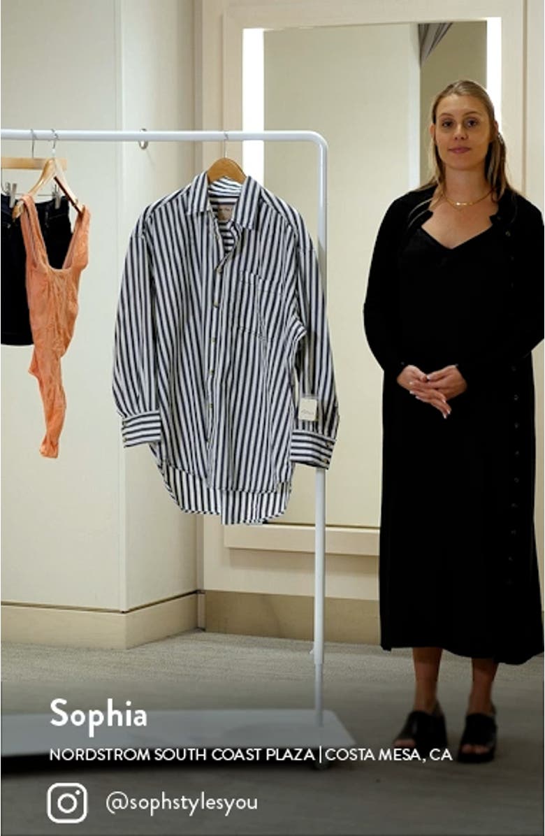 Freddie Stripe Oversize Button-Up Shirt, sales video thumbnail