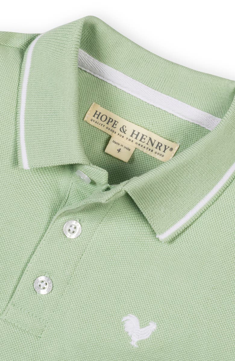 Hope & Henry Kids' Organic Short Sleeve Knit Pique Polo Shirt, Alternate, color, Soft Green