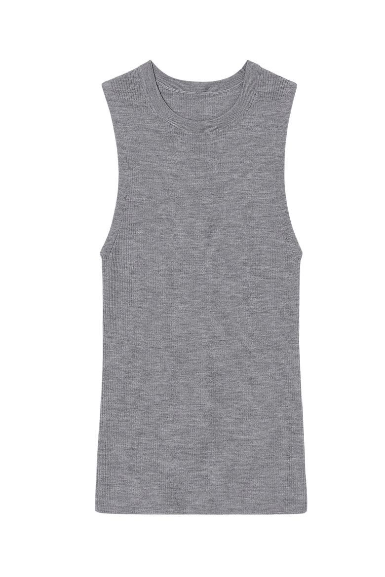 Trina Top - Ribbed Merino, Alternate, color, Gray Melange
