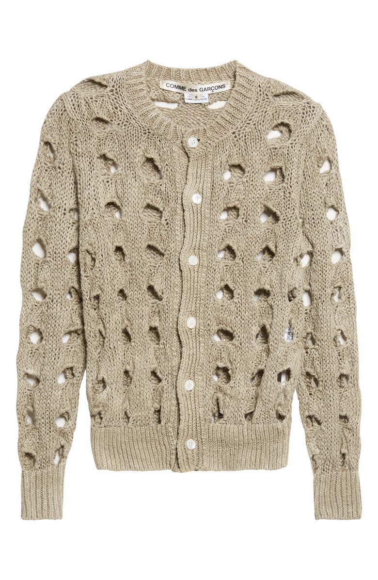 Comme des Garçons Hemp Open Stitch Cardigan, Alternate, color, Ecru