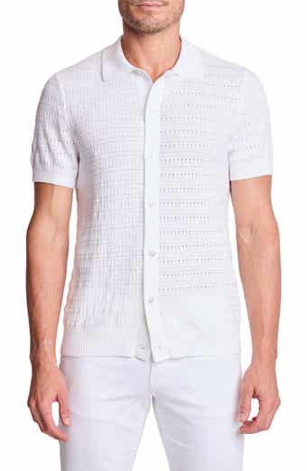 PAISLEY & GRAY Trim Fit Geometric Knit Button-Up Polo