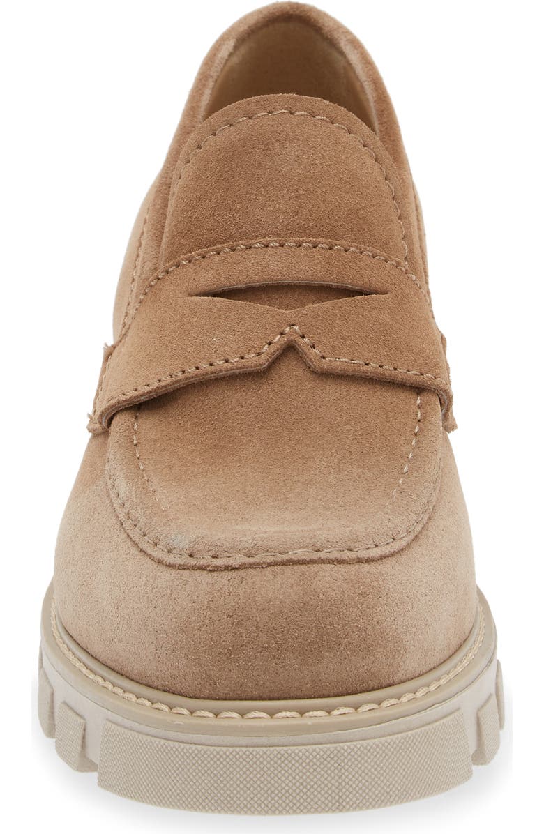 La Canadienne Daniel Waterproof Platform Penny Loafer, Alternate, color, Biscotti Suede