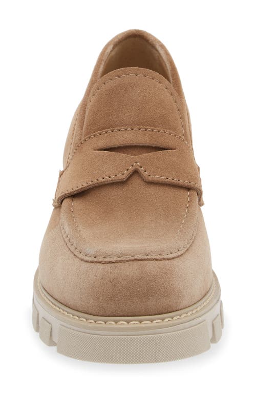 La Canadienne Daniel Waterproof Platform Penny Loafer In Biscotti Suede