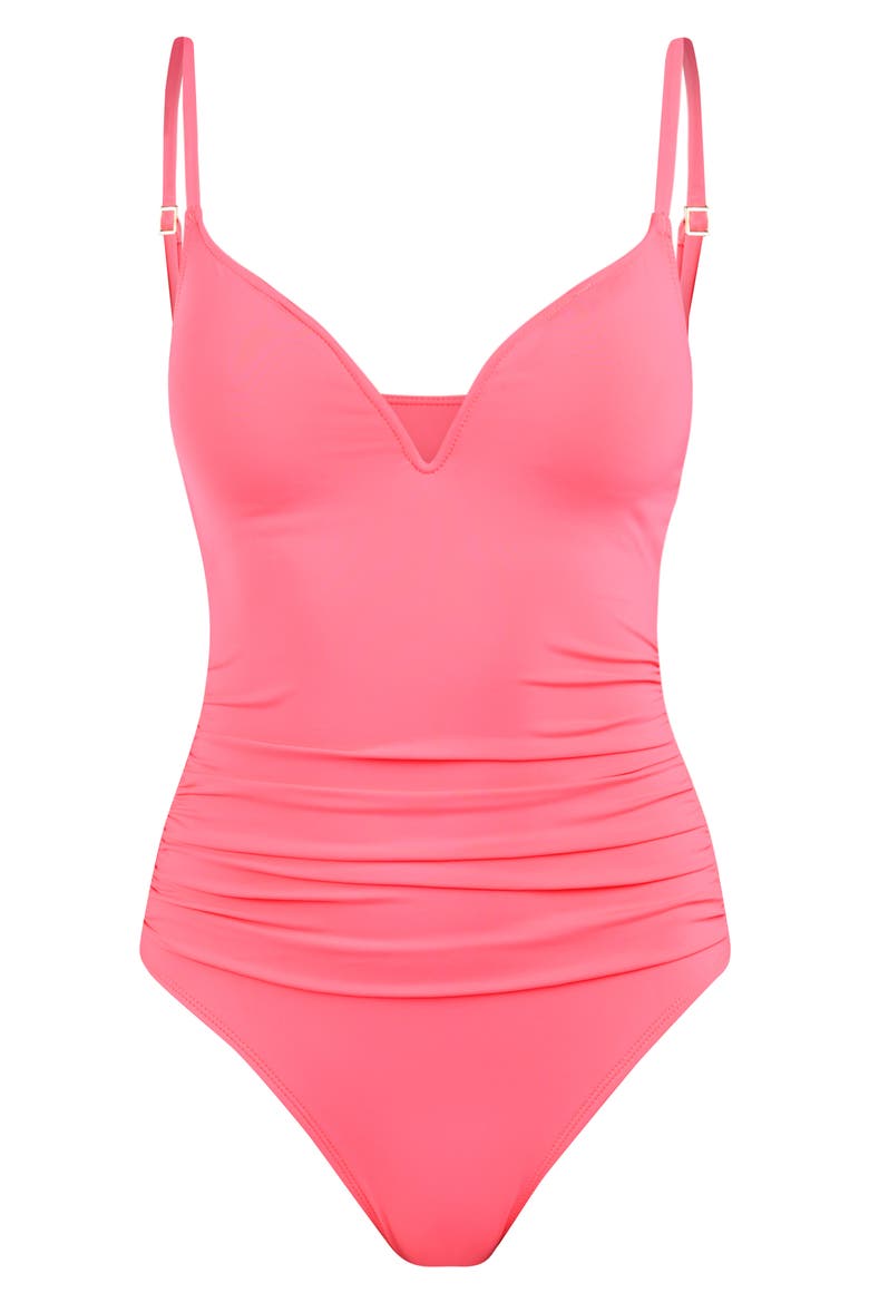 V-Wire One-Piece Swimsuit, Alternate, color, CORAL REEF