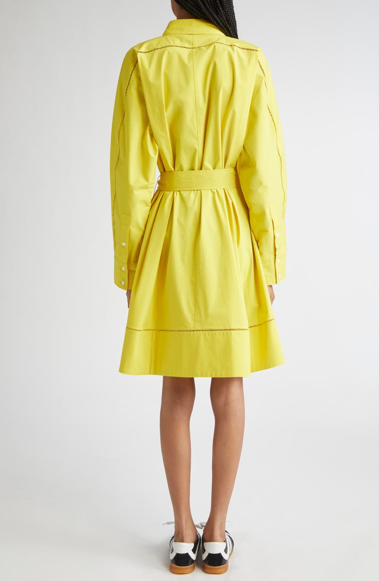 Proenza Schouler Sammy Long Sleeve Belted Stretch Cotton Poplin Shirtdress, Alternate, color, Yellow