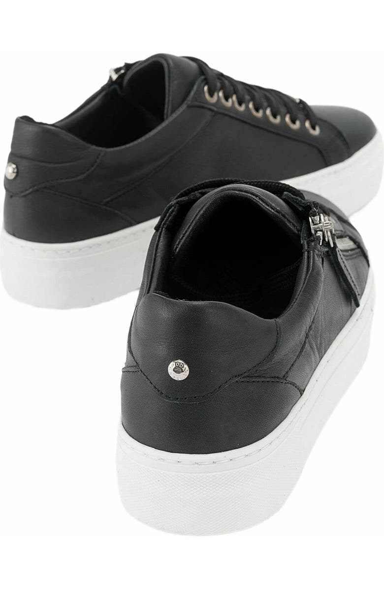 Forever & Always Shoes Beryl Leather Zip Sneaker, Alternate, color, Black Leather