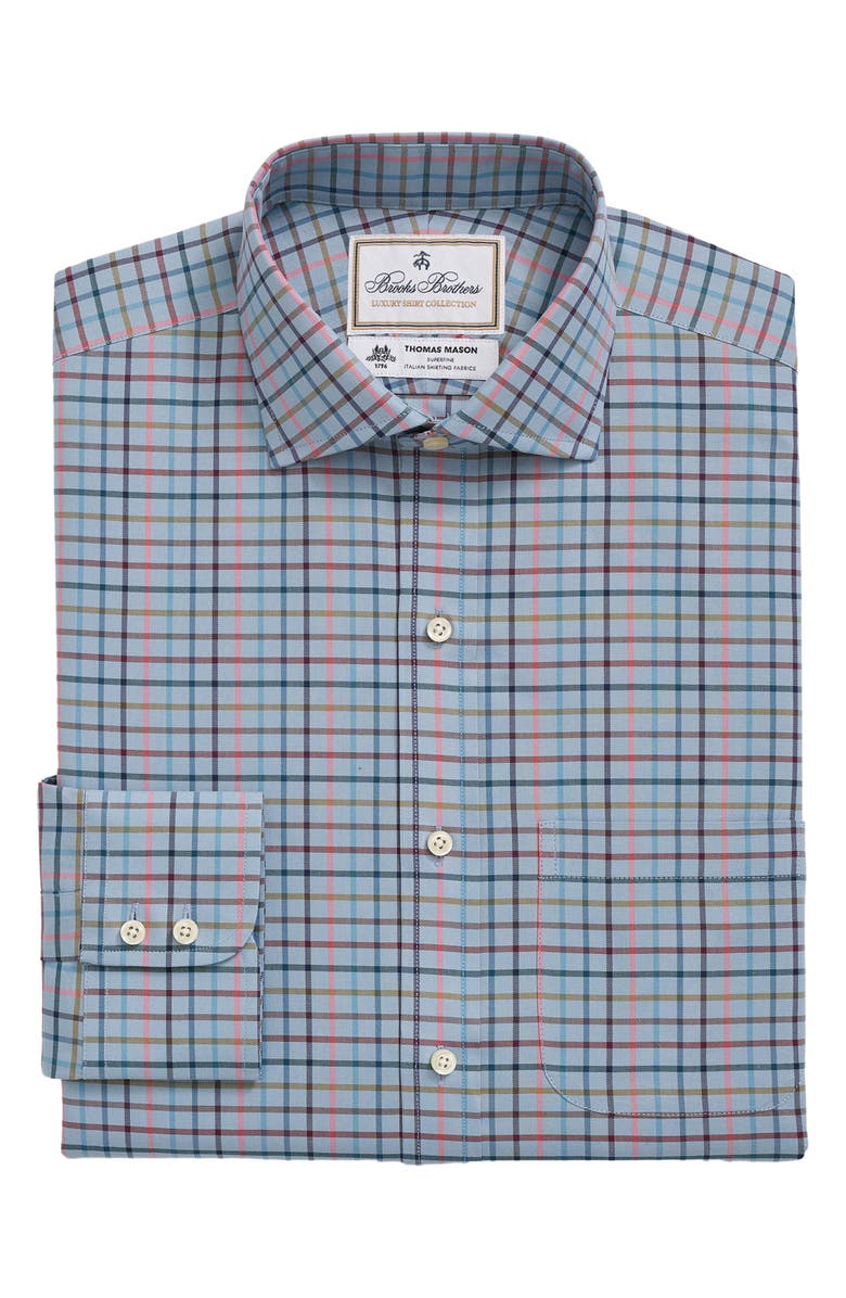 Brooks Brothers x Thomas Mason<sup>®</sup> Check Twill Dress Shirt, Main, color,