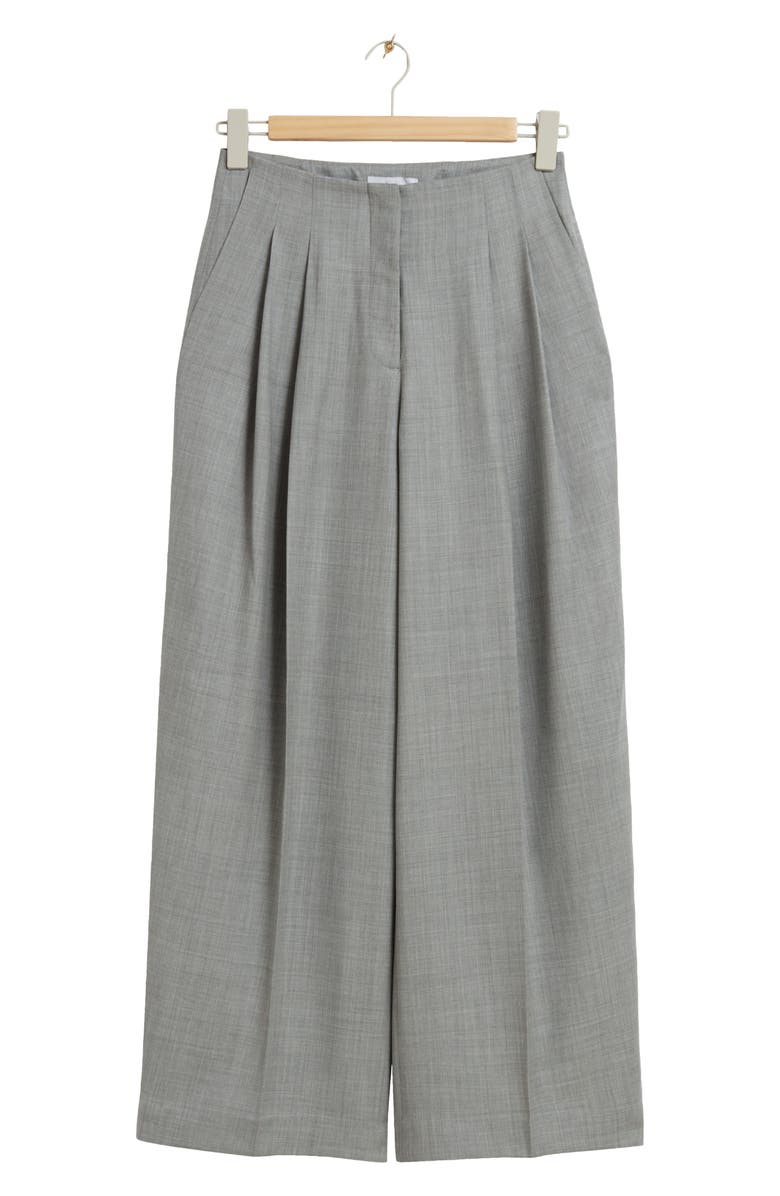 & Other Stories High Waist Wide Leg Wool Blend Trousers, Alternate, color, 