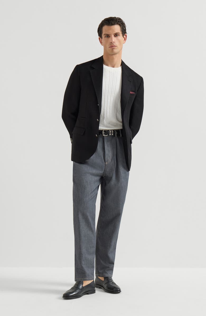 Brunello Cucinelli Hopsack deconstructed blazer, Alternate, color, Black