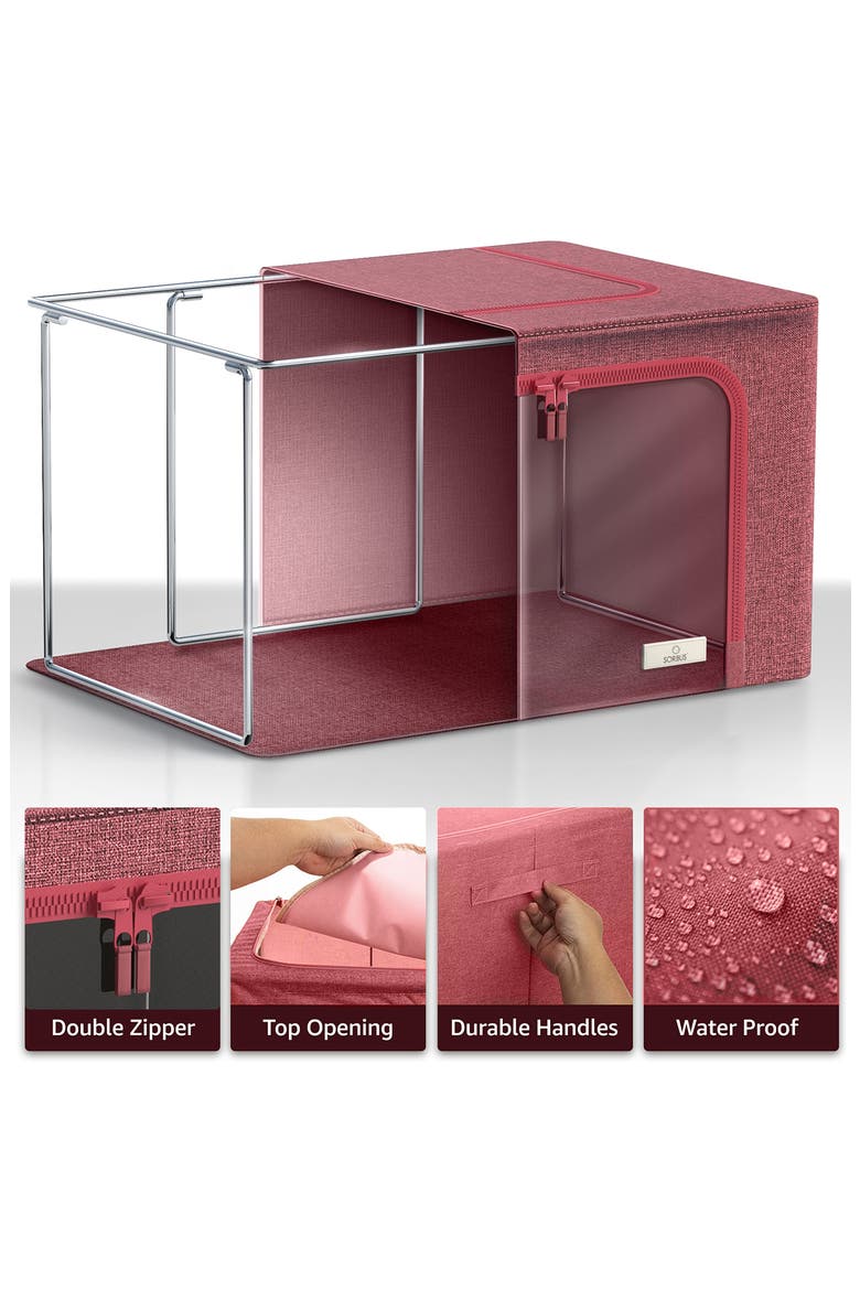 4-Pack Foldable Storage Boxes, Alternate, color, PINK