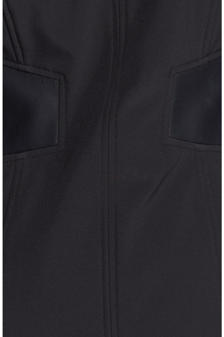 Faux Leather Detail Soft Shell Walking Coat, Alternate, color, DENIM