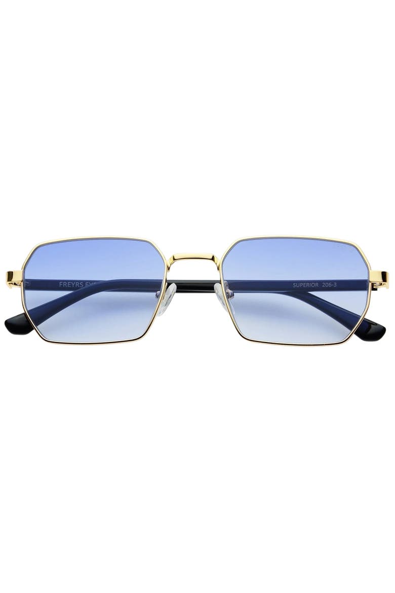Superior Rectangular Unisex Sunglasses, Main, color, Gold / Blue