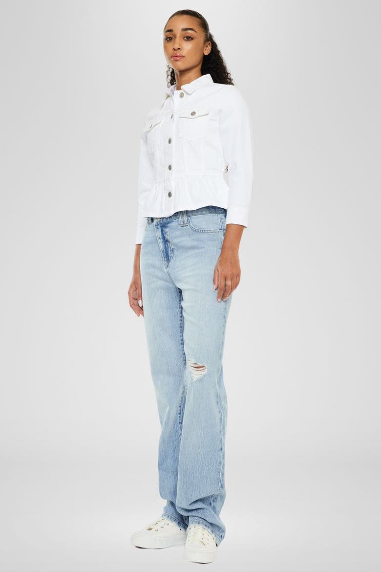 Marilou Peplum Denim Jacket, Alternate, color, White