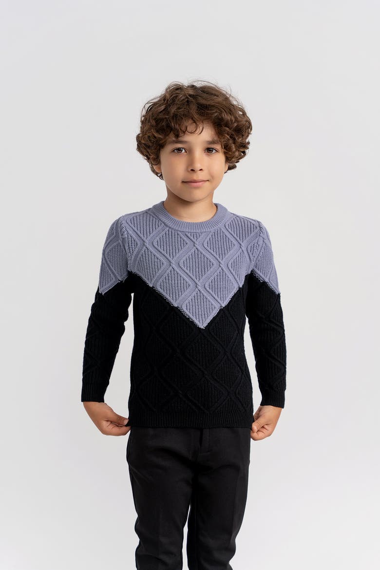 Diamond Knit Long Sleeve Sweater, Alternate, color, Grey/Blue