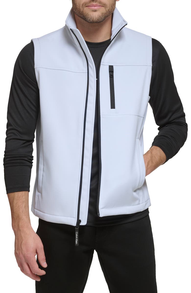 Calvin Klein Softshell Fleece Vest, Main, color, White