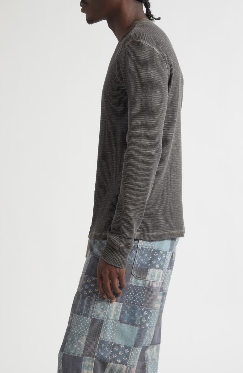 Double RL Waffle Knit Long Sleeve Henley, Alternate, color, Faded Black Canvas
