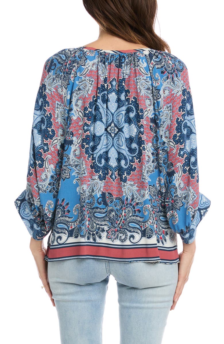 Karen Kane Blouson Sleeve Paisley Peasant Top, Alternate, color,
