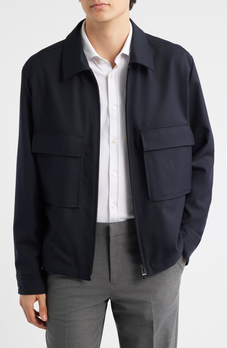BOSS Carper Virgin Wool Shirt Jacket, Main, color, Dark Blue