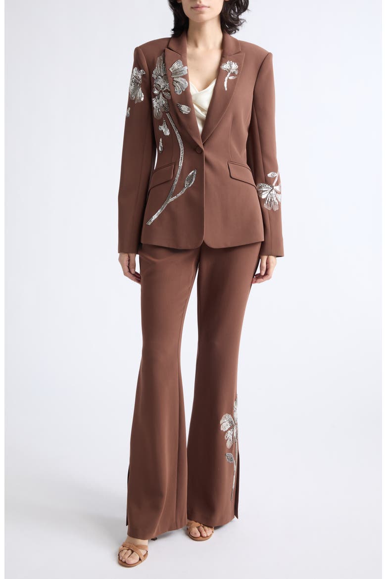 Cheyenne Gilded Peony Beaded Blazer, Alternate, color, ESPRESSO/ SILVER