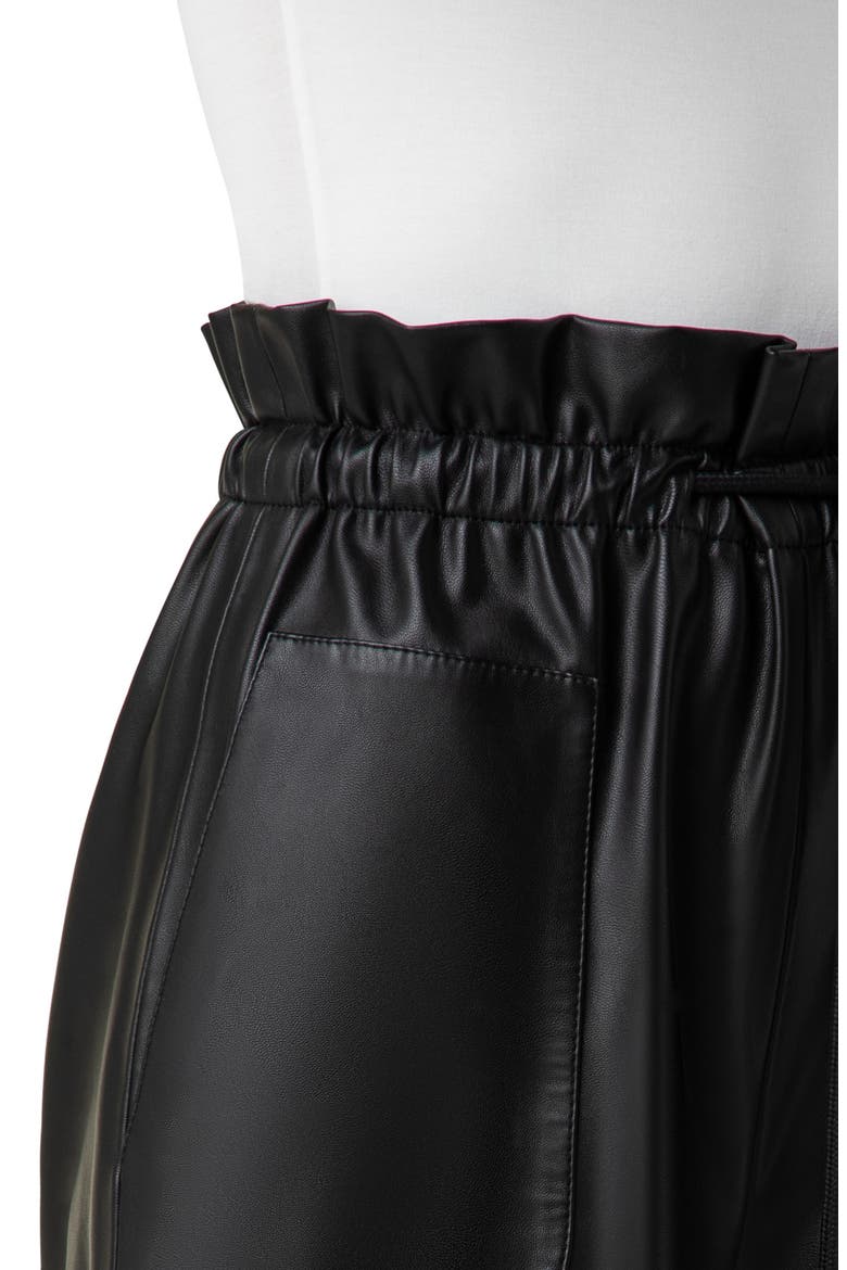 Frey Paperbag Waist Faux Leather Culottes, Alternate, color, BLACK