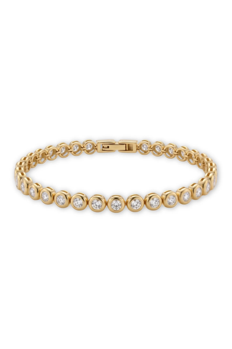 Bezel Tennis Bracelet, Main, color, Gold