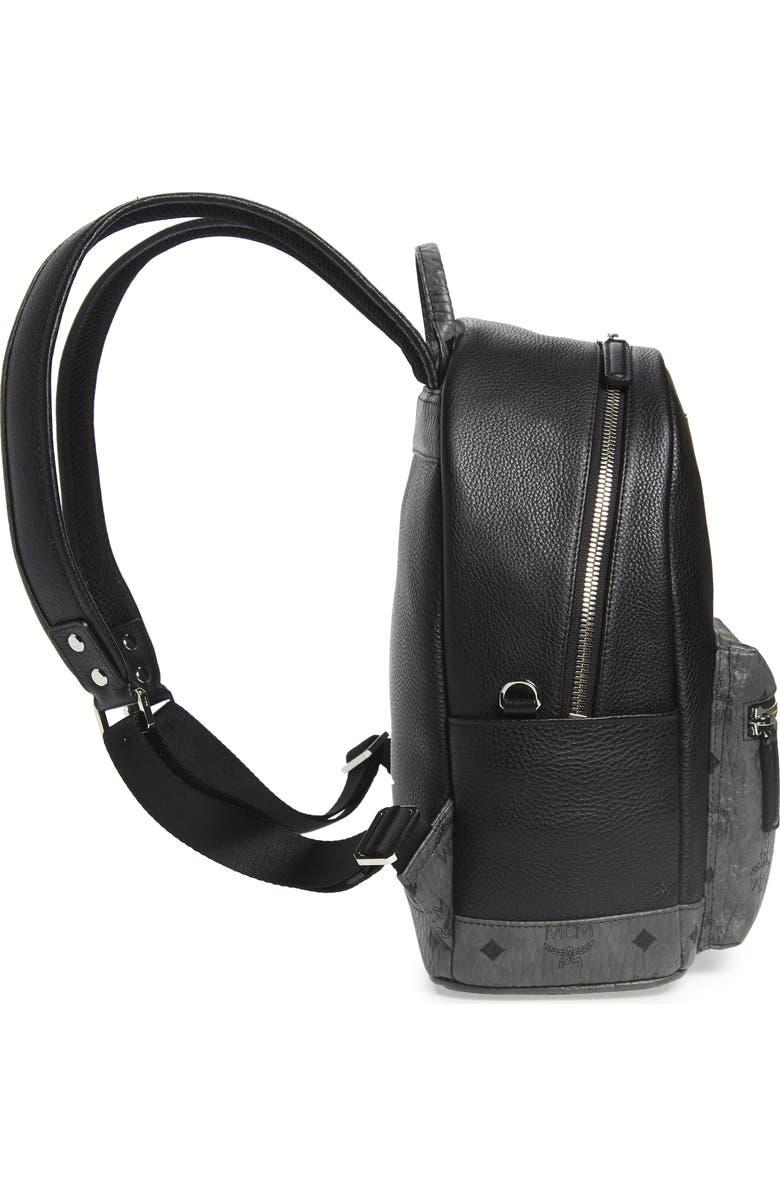 MCM Small Leather & Visetos Canvas Backpack, Alternate, color,