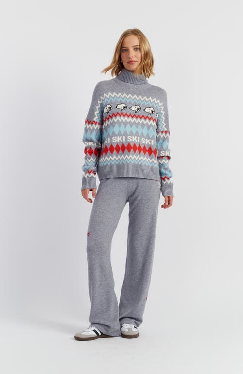 Chinti & Parker Wool-cashmere Snoopy Ski Fairisle Sweater In Gray