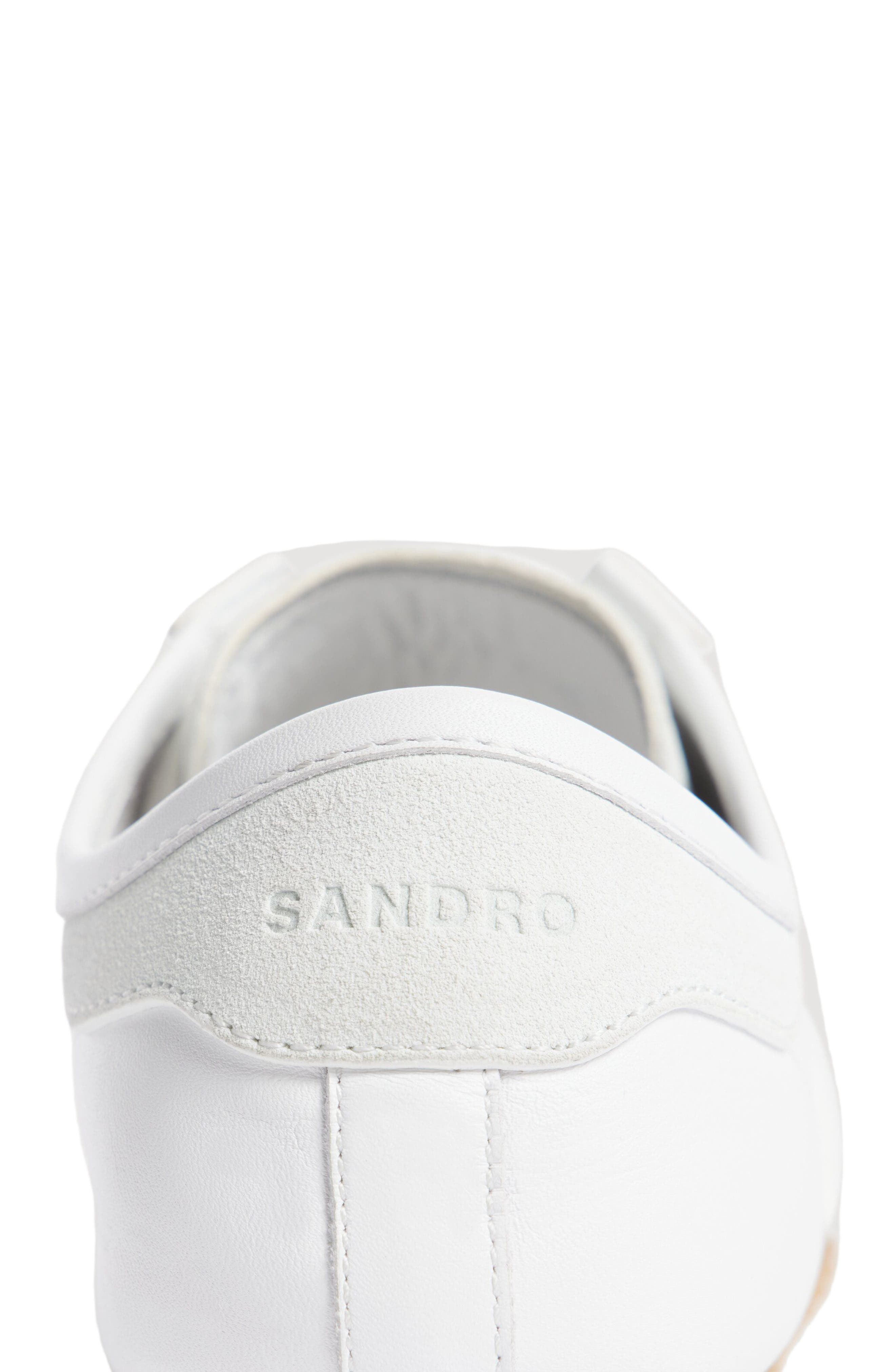 SANDRO Leather running trainers, Alternate, color, White