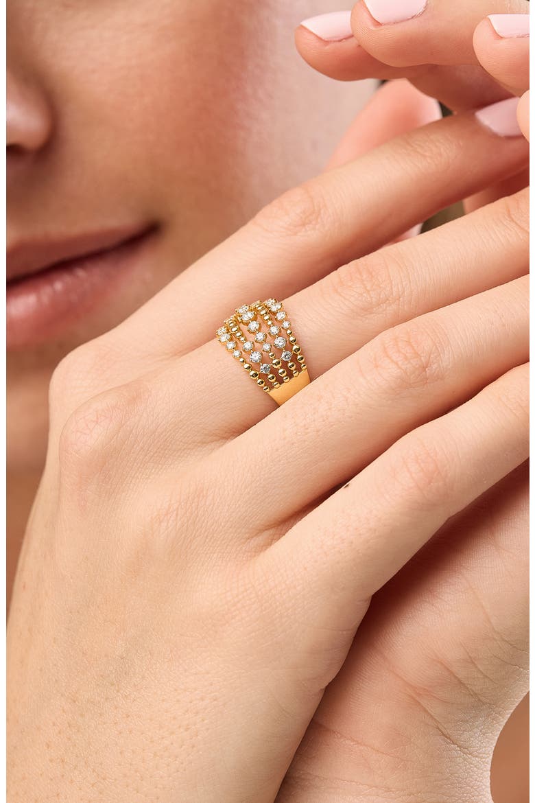 Mykonos Diamond Multirow Wide Ring (Online Trunk Show), Alternate, color, 18K YELLOW GOLD
