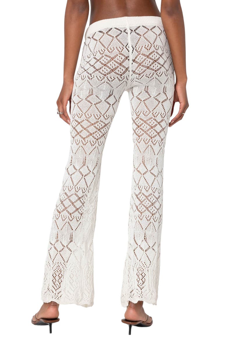 EDIKTED Fable Mixed Open Stitch Cotton Blend Pants, Alternate, color, Cream