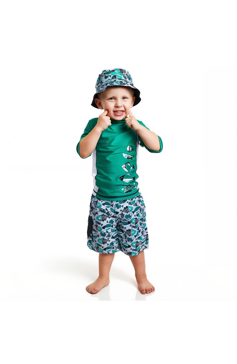 UV Skinz 3PC Sun & Swim Set, Main, color, Green Aztec Fish