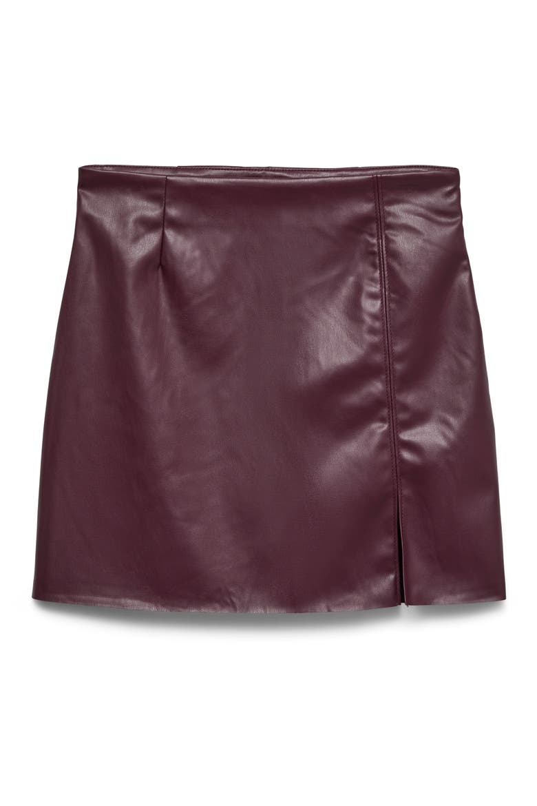 Nelly High Waist Faux Leather Miniskirt, Alternate, color, WINETASTING