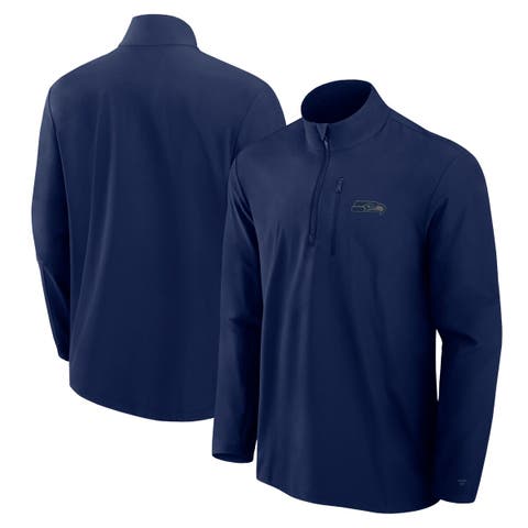 Men's Fanatics College Navy Seattle Seahawks Front Office Micro Tonal Quarter-Zip Pullover