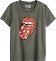 Lucky Brand Rolling Stones Heart Lip Class Cotton Graphic T-Shirt
