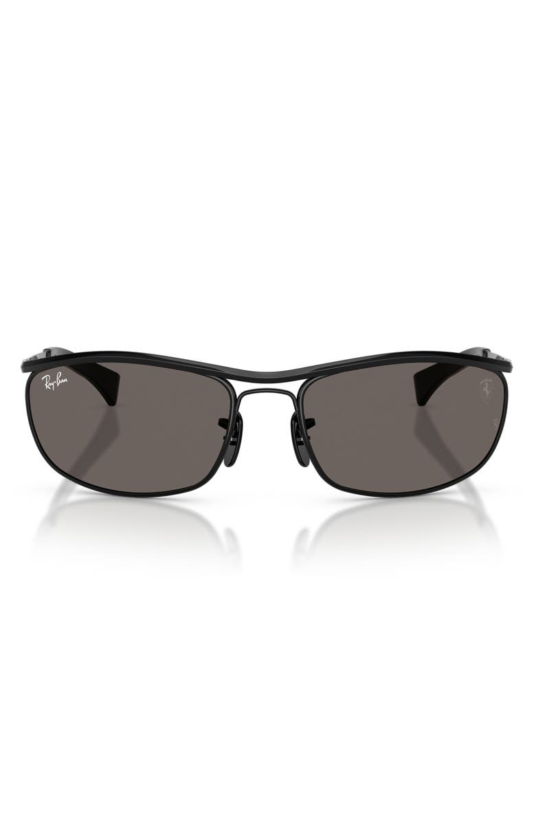 Ray-Ban x Ferrari 62mm Oversize Oval Sunglasses, Main, color, Black / Dark Grey