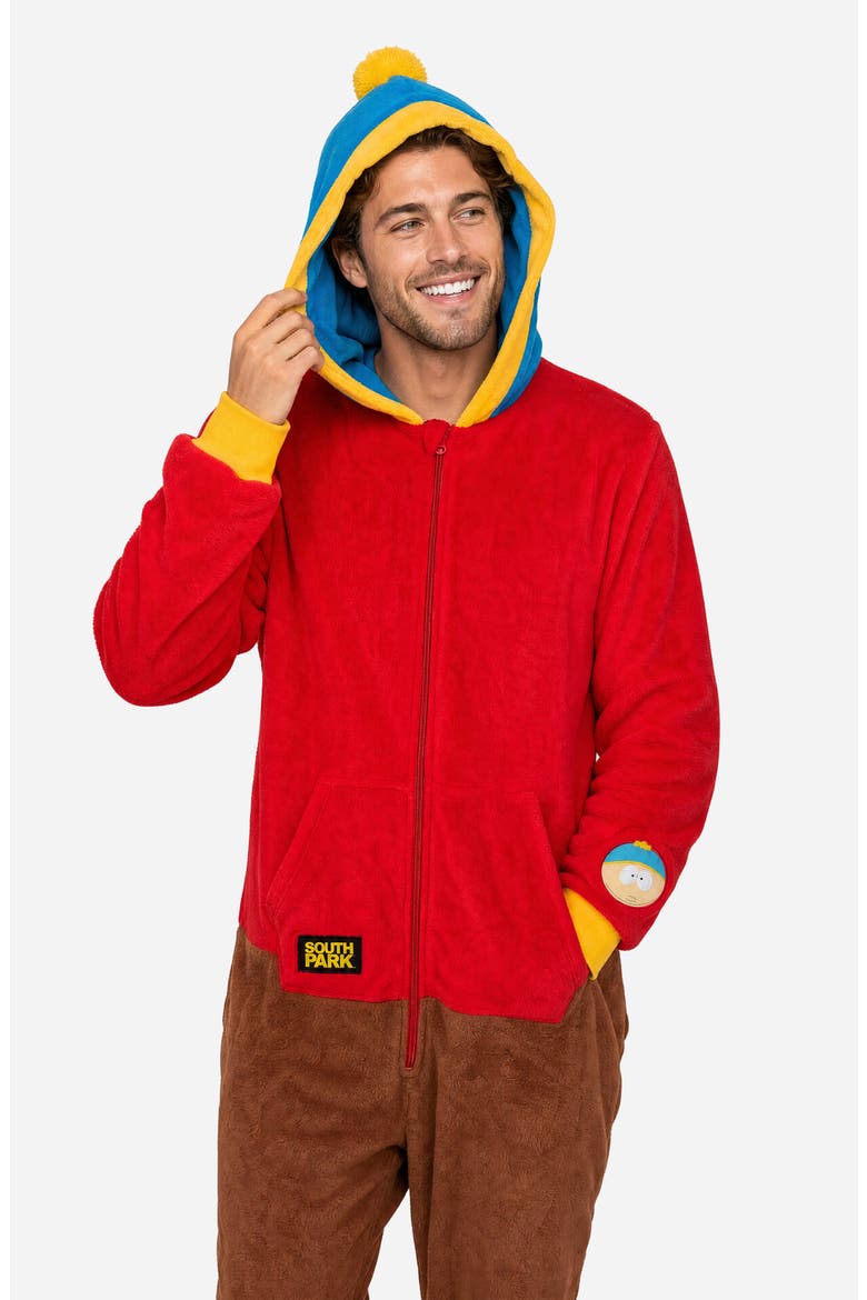 South Park Cartman Fleece Hooded Jumpsuit, Alternate, color, RED