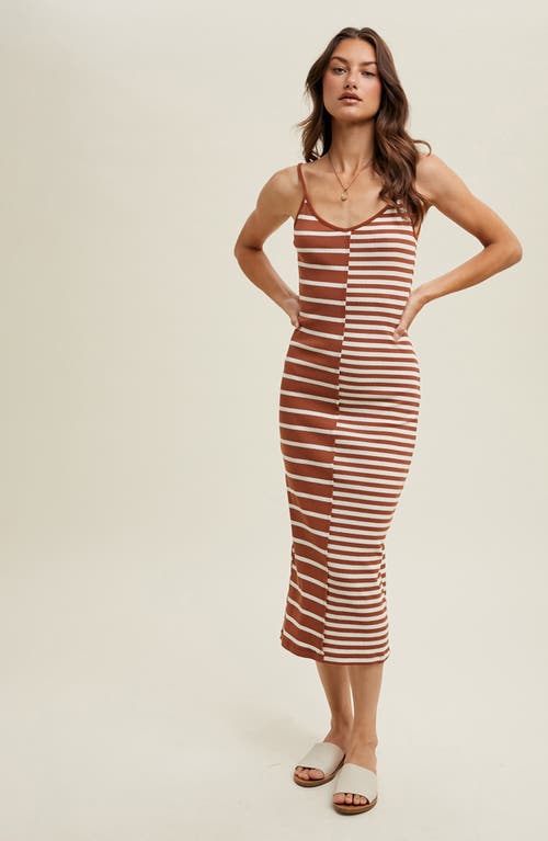 Wishlist Multi Stripe Knit Midi Dress In Brown