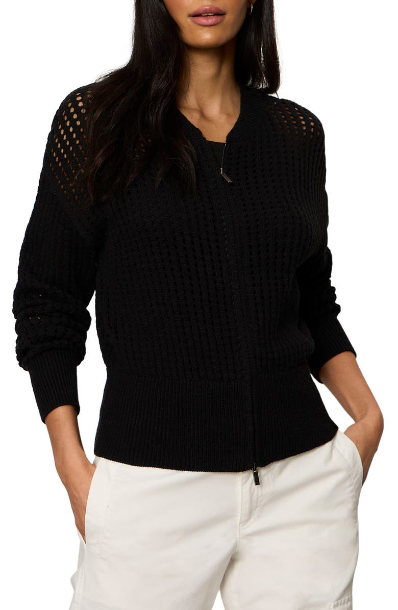 Sanctuary Laguna Openwork Sweater, Alternate, color, Black