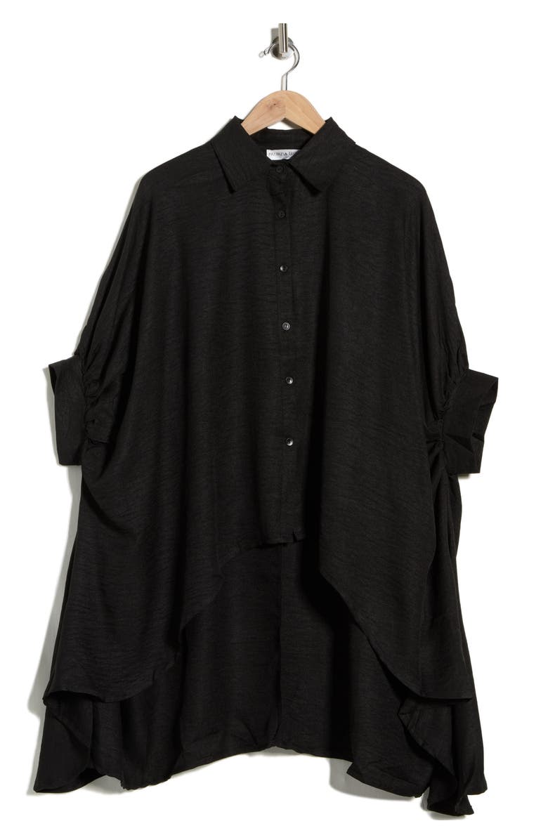 PATRIZIA LUCA Oversized Button-Up Top, Main, color, Black