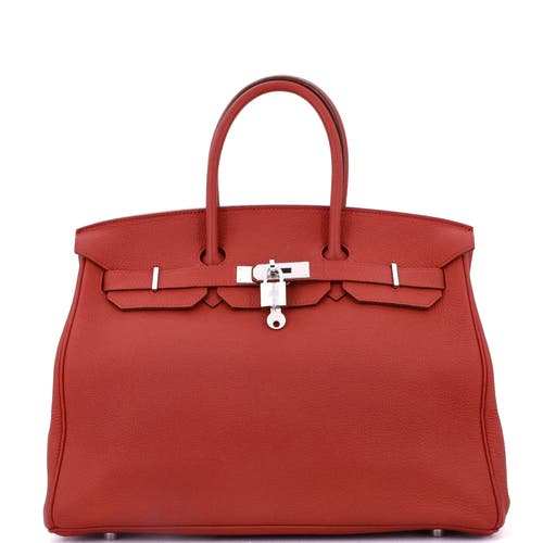 Pre-owned Hermes Hermes Birkin Handbag Red Togo With Palladium Hardware 35