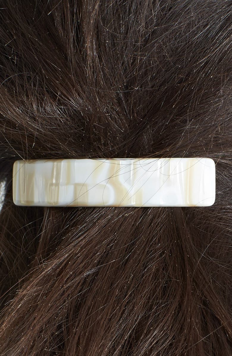 France Luxe Rectangular Barrette, Alternate, color, Alba