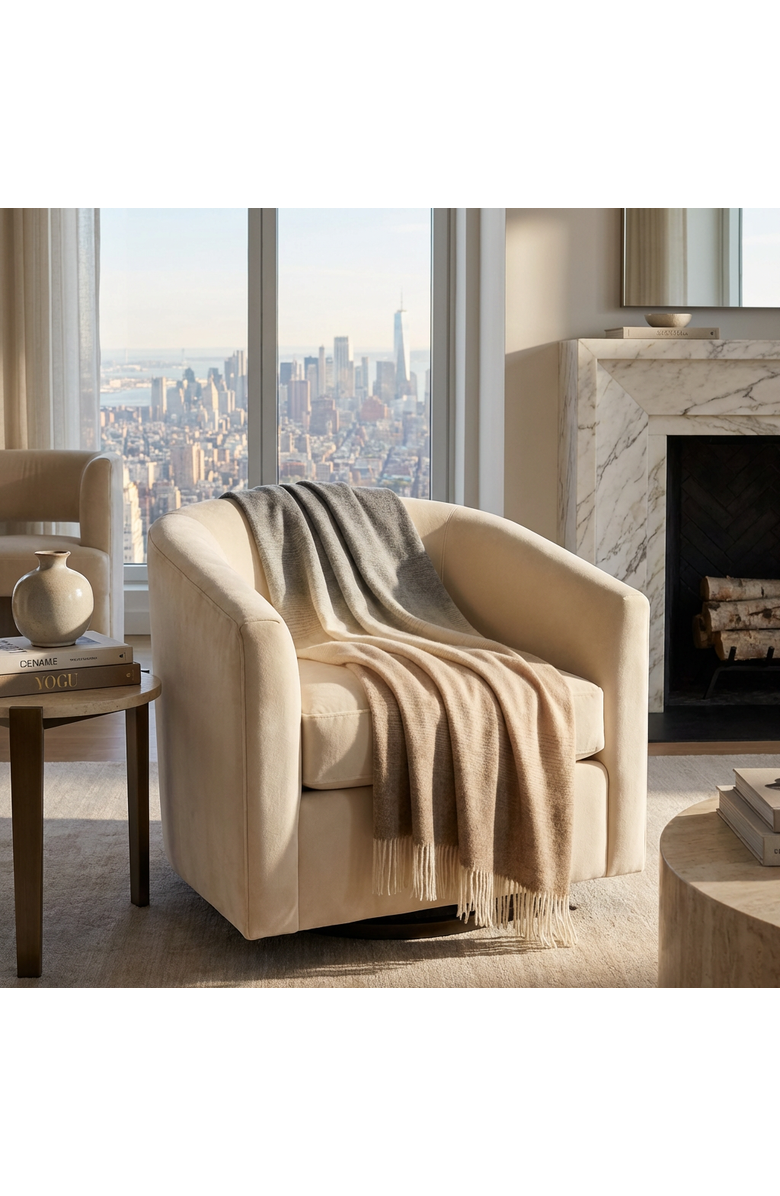 Prince of Scots Whisper Ombre Merino Wool Throw, Alternate, color, Fog